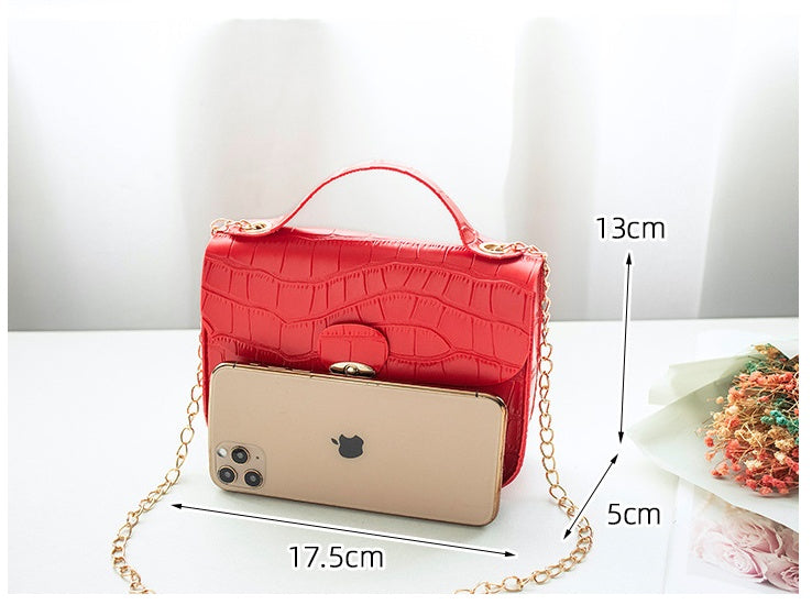 Fashion Crocodile Pattern Small Square Bag Ladies Shoulder Messenger Bag