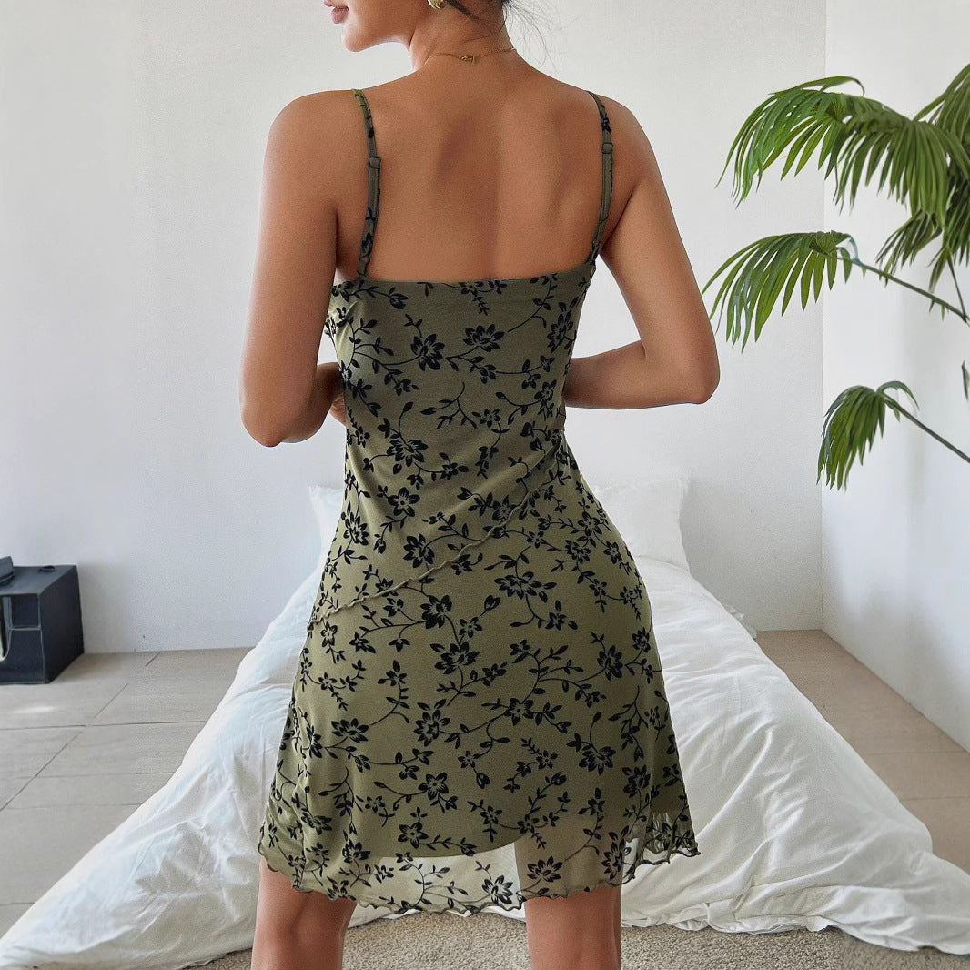 Elegant Sexy Floral Slim Strap Dress