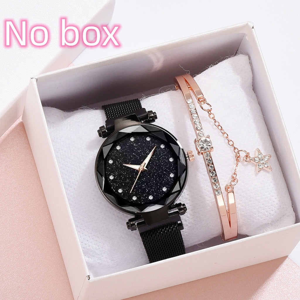 Luxury Women Watches Bracelet Set Fashion Elegant Magnet Buckle Ladies Starry Sky Watch Set Relogio